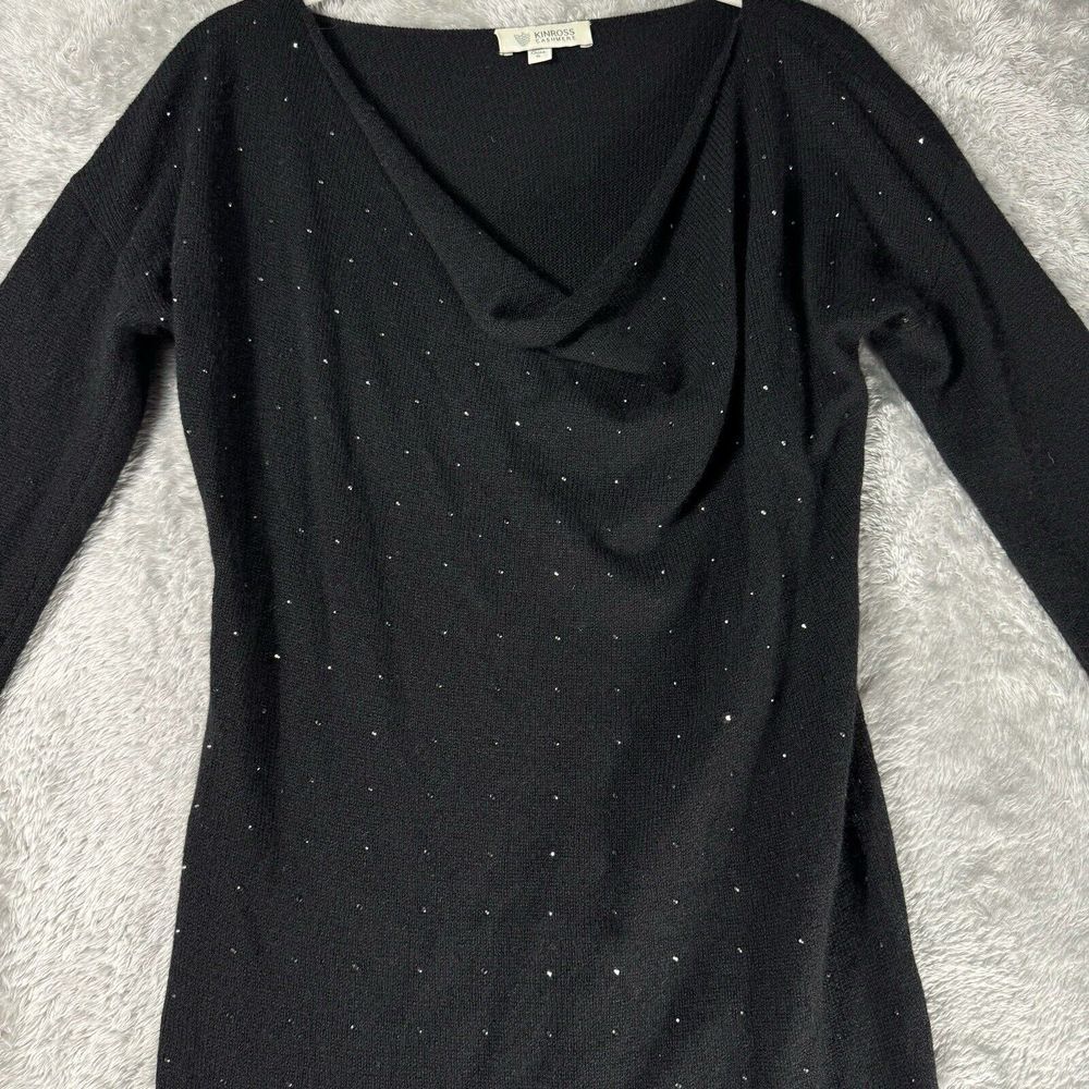 Kinross Cashmere Sweater Womens S Black Sparkle Night Out Party‎ Luxury Capsule